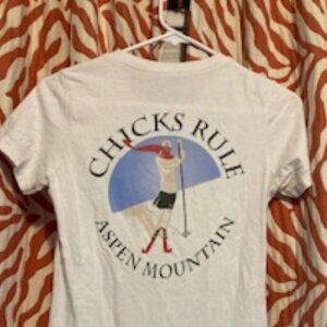 Vintage Aspen Mountainski Patrol "Chicks Rule" T-shirt, cotton, slim, size Small